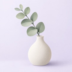 Neutral eucalyptus and vase illustration; not this provider.